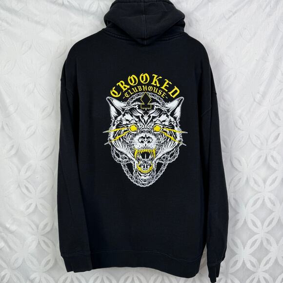 Crooked Clubhouse Shut Up & Ride Wolf Motorcycle Heavyweight Hoodie Size 3X - Picture 4 of 9
